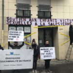 Action des activistes de Mouv’Enfants devant le club de foot La Salésienne pour protester contre les faits de harcèlement sexuel (janvier 2024)